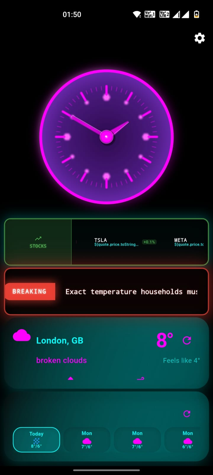 Home Clock Interface